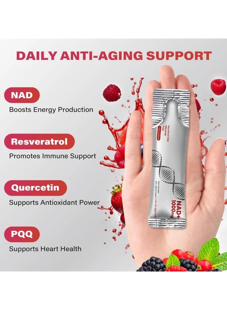 حديقة الحيوان عبوة مزدوجة من مشروب نكهة التوت NAD لدعم صحة البشرة ومقاومة علامات الشيخوخة، والطاقة والتركيز - 30 عبوة - Image 2